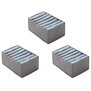 Clothes Organizer Cloth Gray 7 Slots Dividers Cube Organizer 3 Pcs Medium O